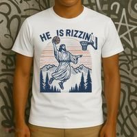 Jesus Basketball Easter He Is Rizzin Basketball God Vintage Funny T-Shirt thumb 3