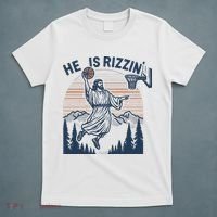 Jesus Basketball Easter He Is Rizzin Basketball God Vintage Funny T-Shirt thumb 5
