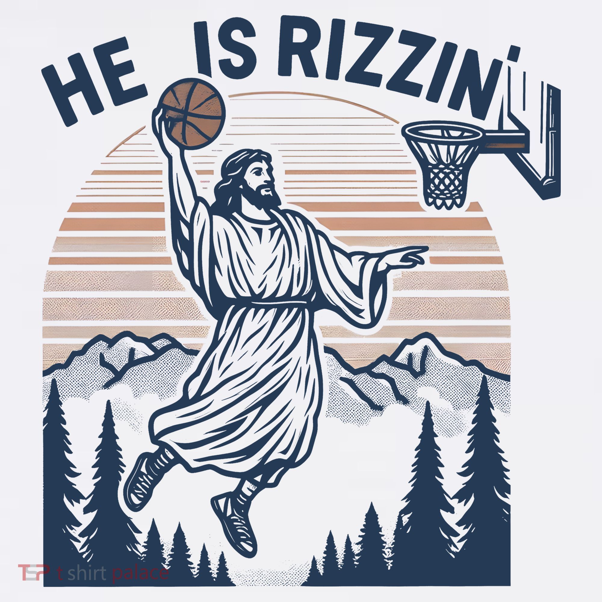 Jesus Basketball Easter He Is Rizzin Basketball God Vintage Funny T-Shirt