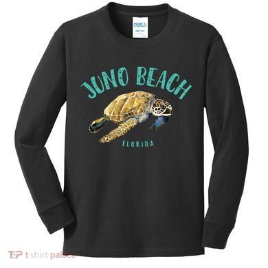 Juno Beach Florida Sea Turtle Design Kids Long Sleeve Shirt