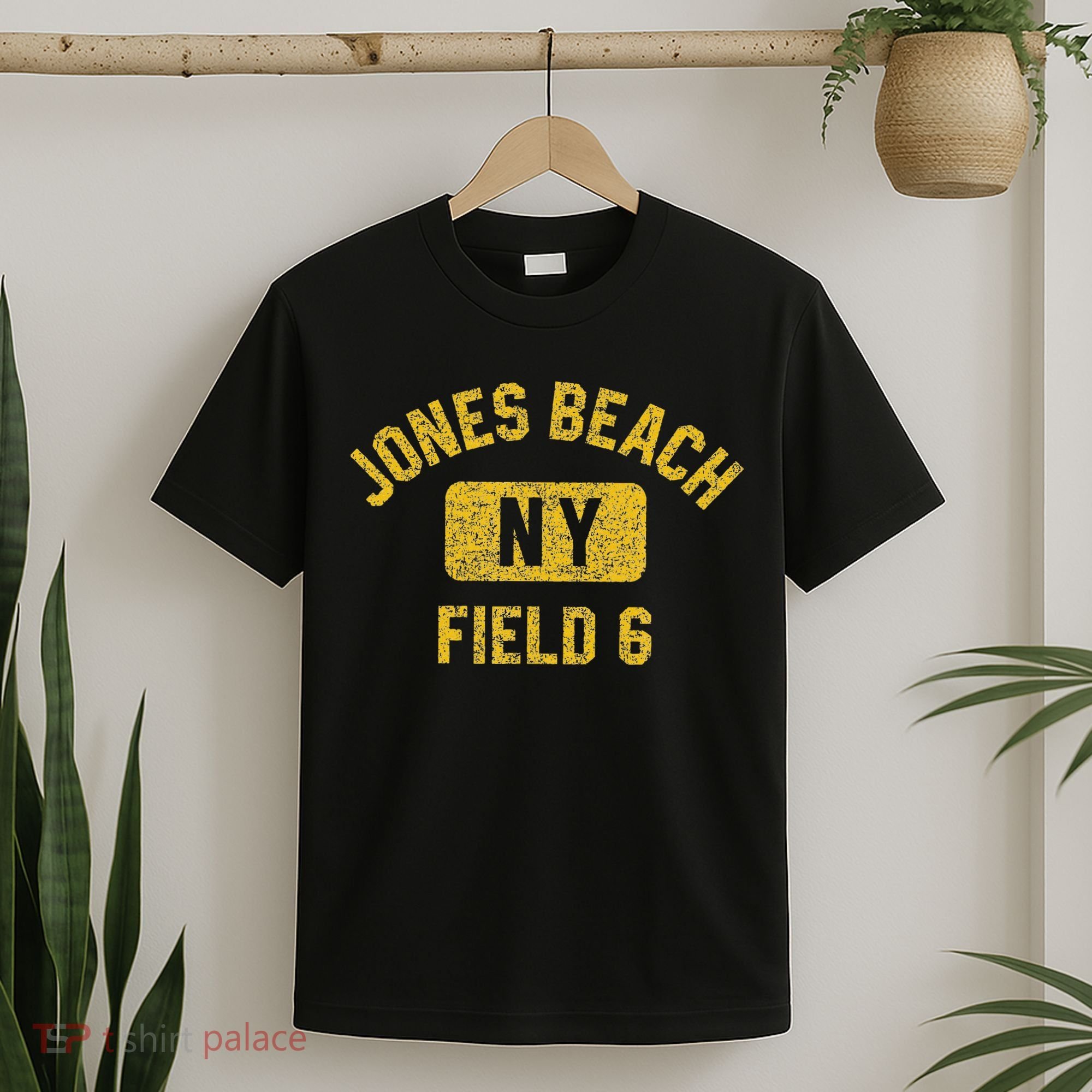 Jones Beach Field 6 Ny Gym Style Distressed Amber Print T-Shirt