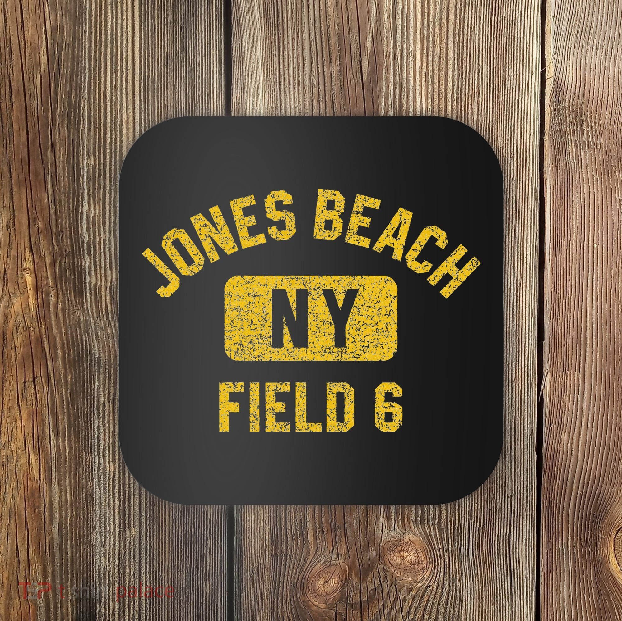 Jones Beach Field 6 Ny Gym Style Distressed Amber Print Coaster