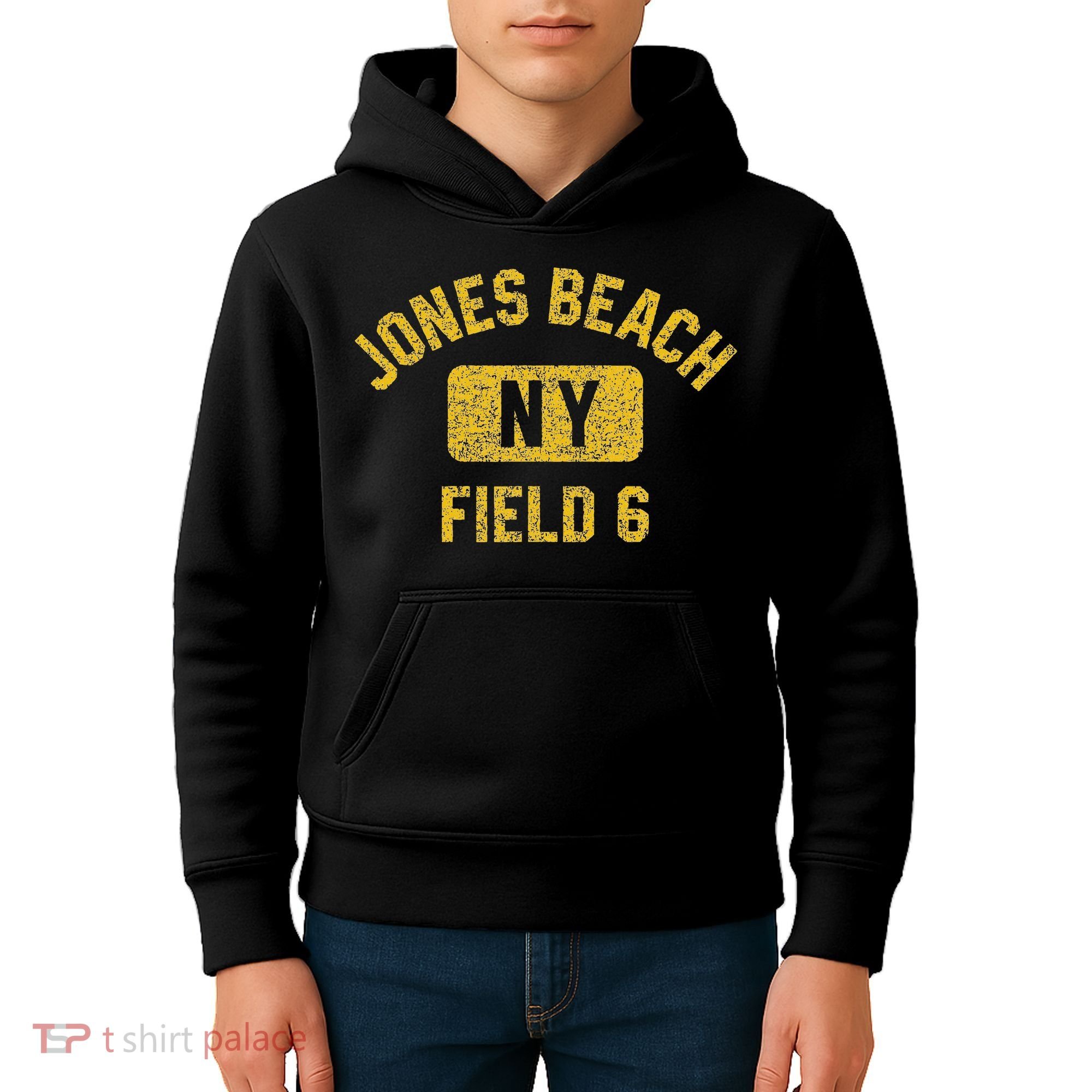 Jones Beach Field 6 Ny Gym Style Distressed Amber Print Kids Hoodie