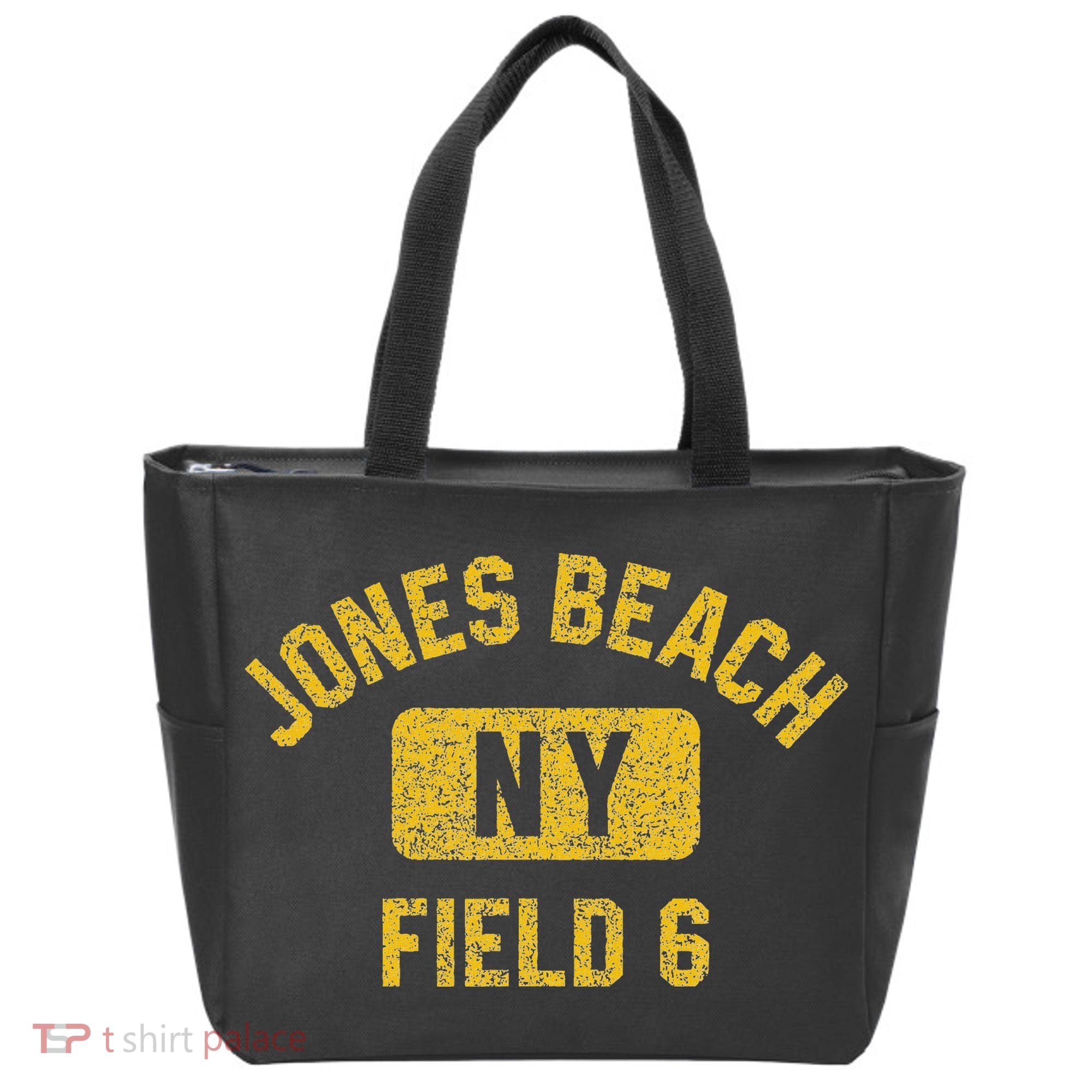 Jones Beach Field 6 Ny Gym Style Distressed Amber Print Tote Bag