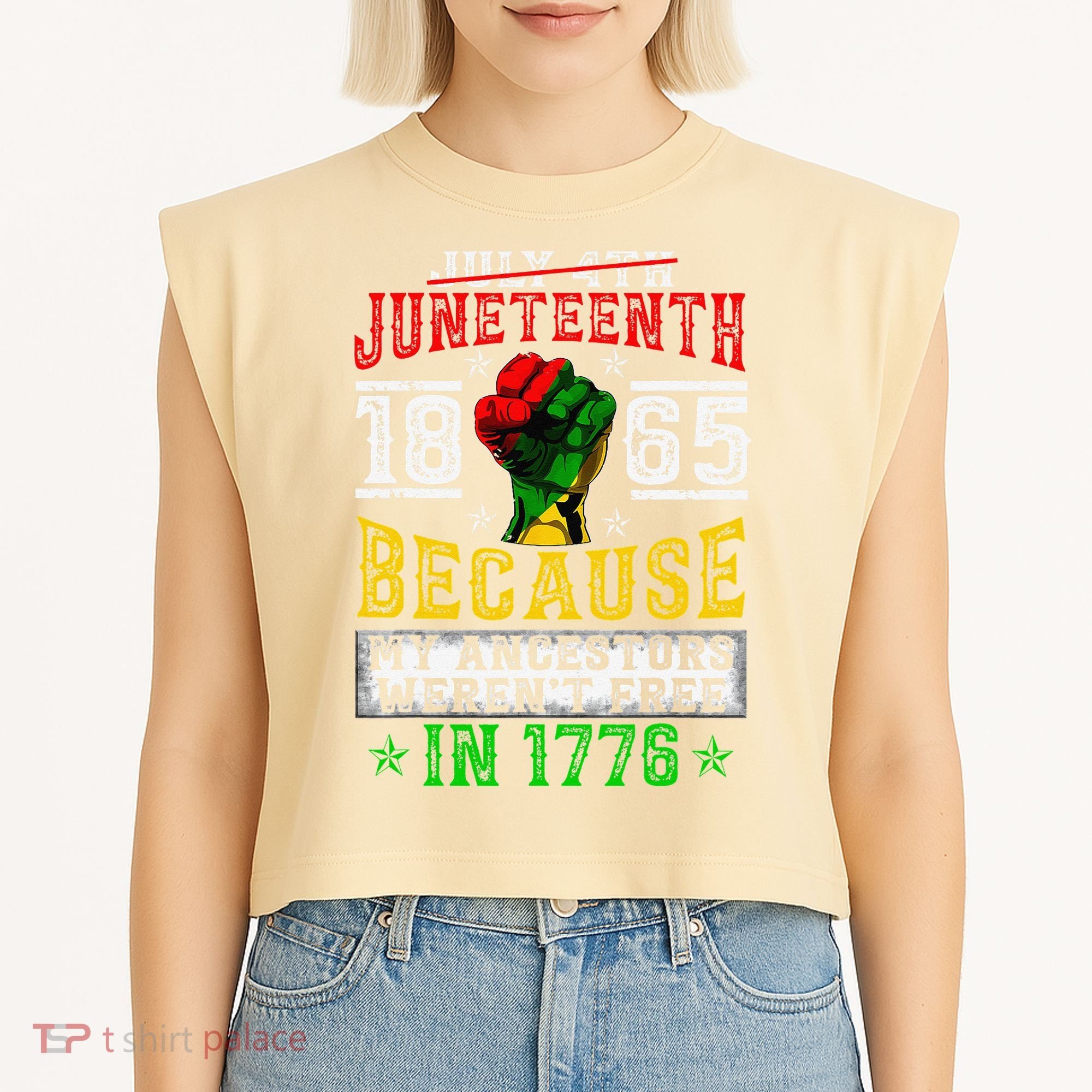 Juneteenth Black History Pride African American Freedom Garment-Dyed Women's Muscle Tee