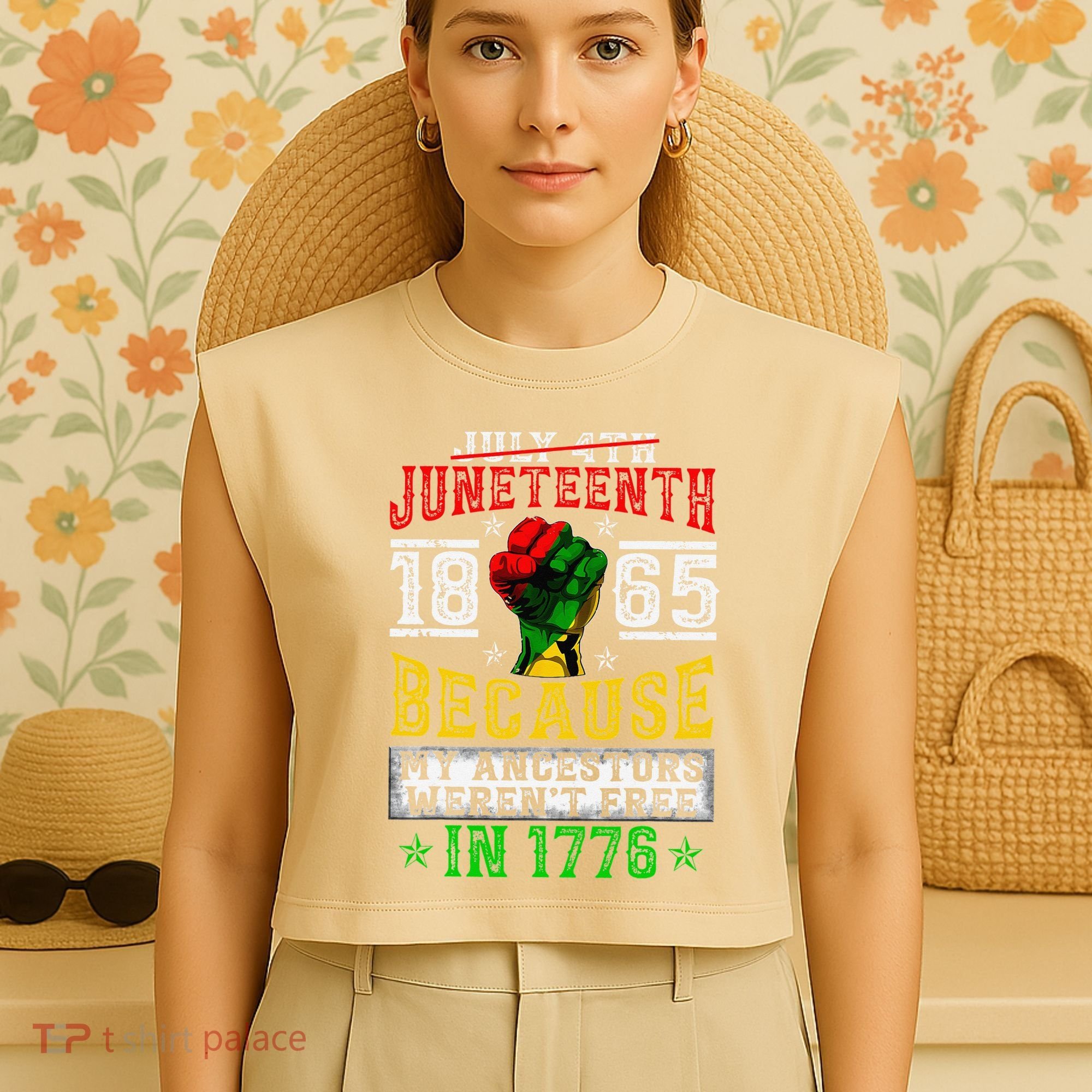 Juneteenth Black History Pride African American Freedom Garment-Dyed Women's Muscle Tee