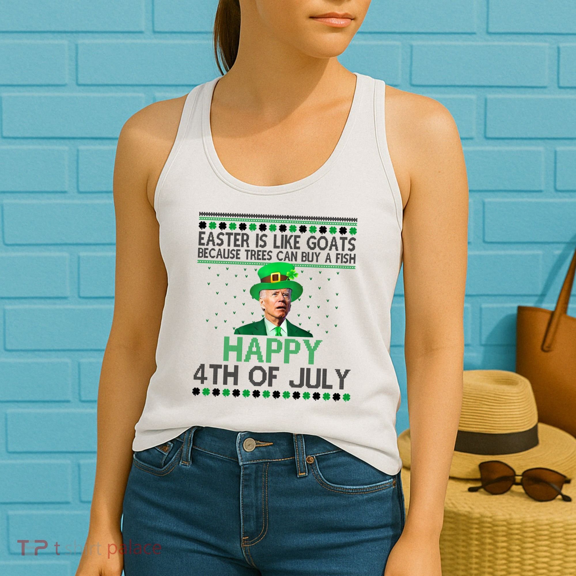Joe Biden Happy 4th Of July Confused St Patricks Day Funny Women's Tank Top