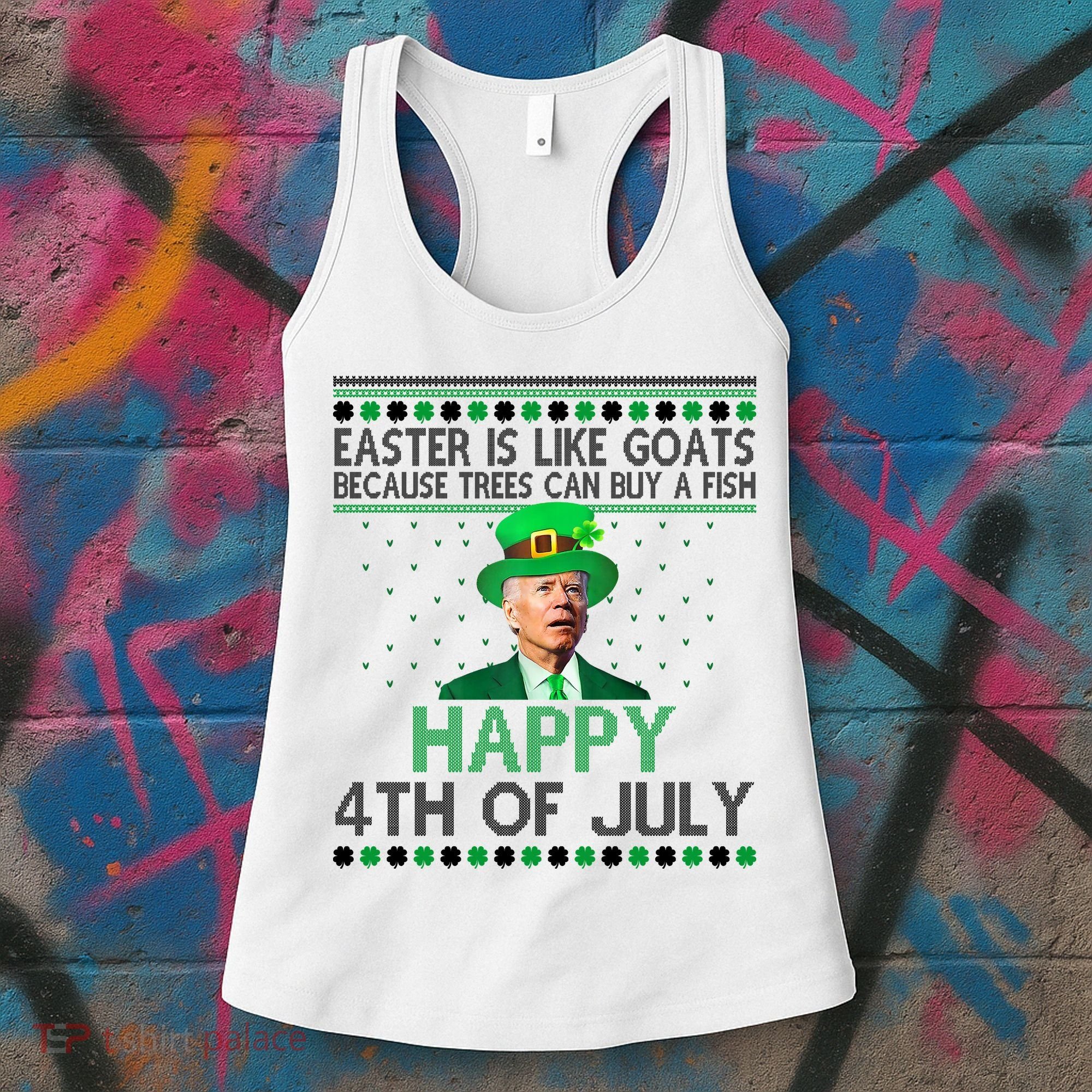 Joe Biden Happy 4th Of July Confused St Patricks Day Funny Women's Tank Top