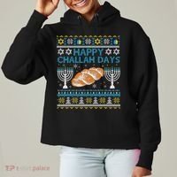  Jewish Bread Happy Challah Days Hanukkah Chanukah Ladies Heavyweight Boxy Pullover Hoodie thumb 0