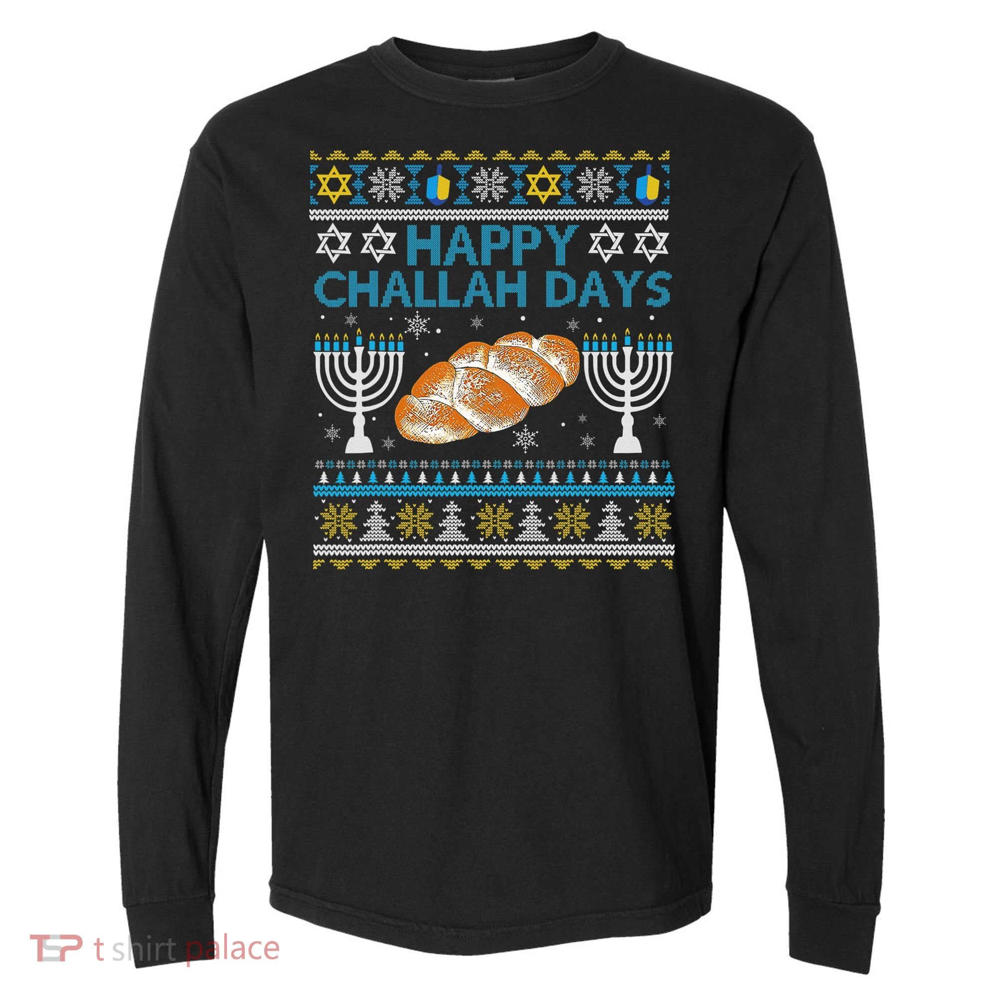  Jewish Bread Happy Challah Days Hanukkah Chanukah Comfort Colors Heavyweight Long Sleeve T-Shirt