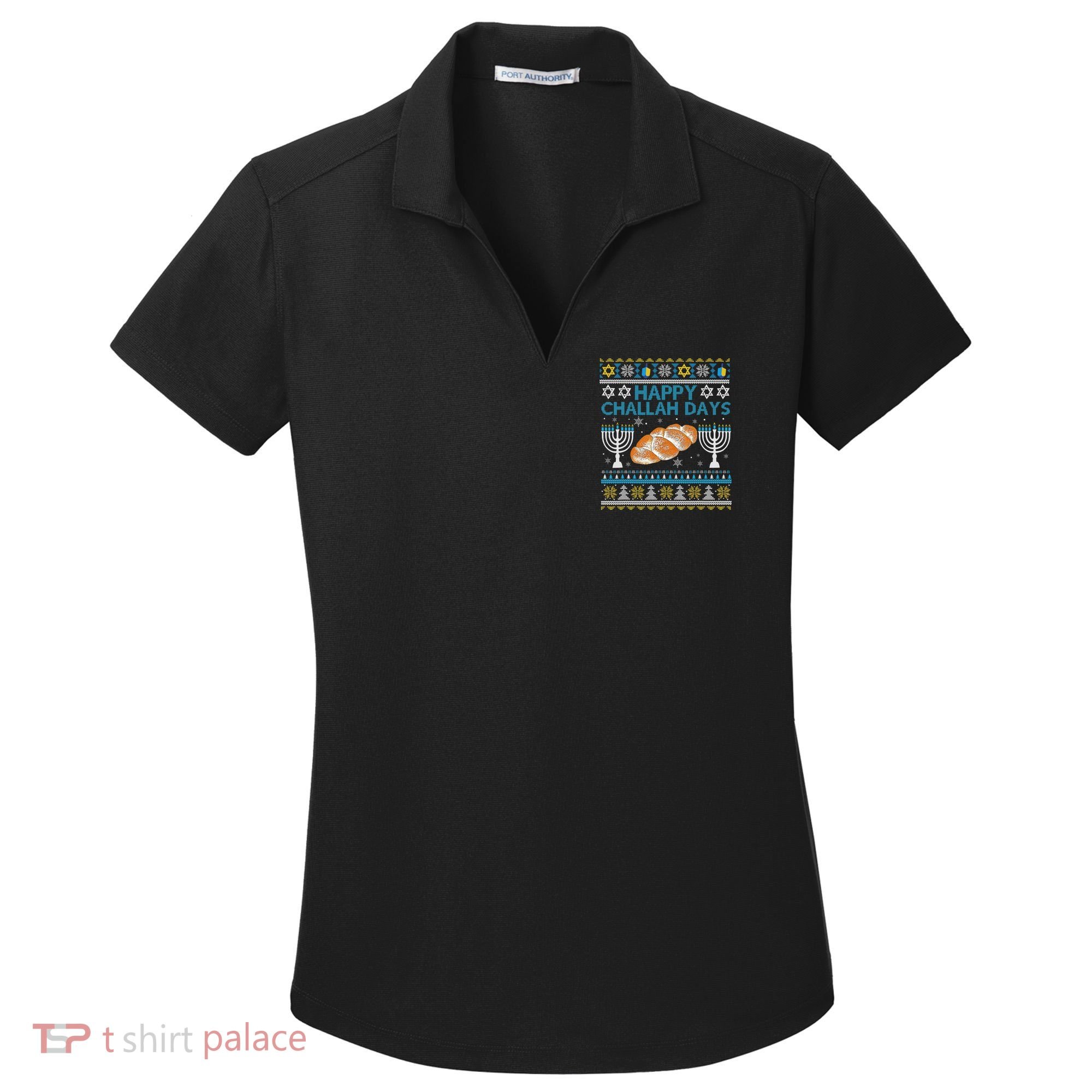  Jewish Bread Happy Challah Days Hanukkah Chanukah Women's Dry Zone Grid Polo
