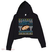  Jewish Bread Happy Challah Days Hanukkah Chanukah Crop Fleece Hoodie thumb 0