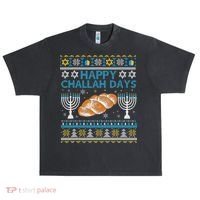  Jewish Bread Happy Challah Days Hanukkah Chanukah Urban Oversized Heavyweight T-Shirt thumb 0