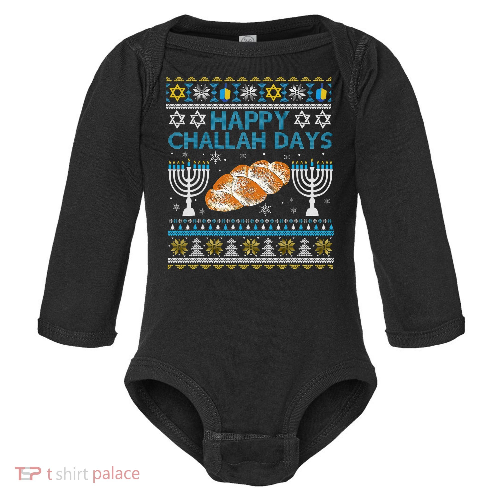  Jewish Bread Happy Challah Days Hanukkah Chanukah Baby Long Sleeve Bodysuit