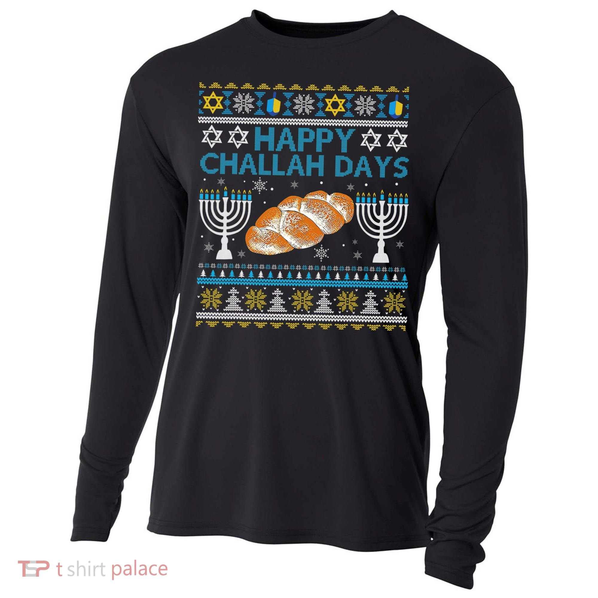  Jewish Bread Happy Challah Days Hanukkah Chanukah Cooling Performance Long Sleeve Crew