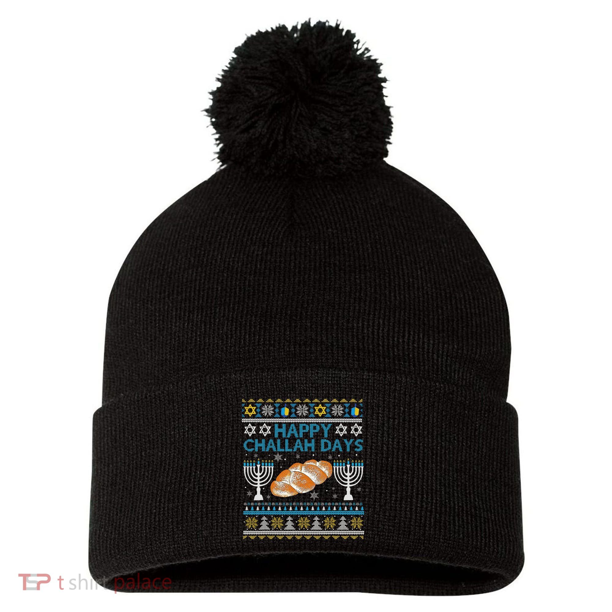  Jewish Bread Happy Challah Days Hanukkah Chanukah Pom Pom 12in Knit Beanie