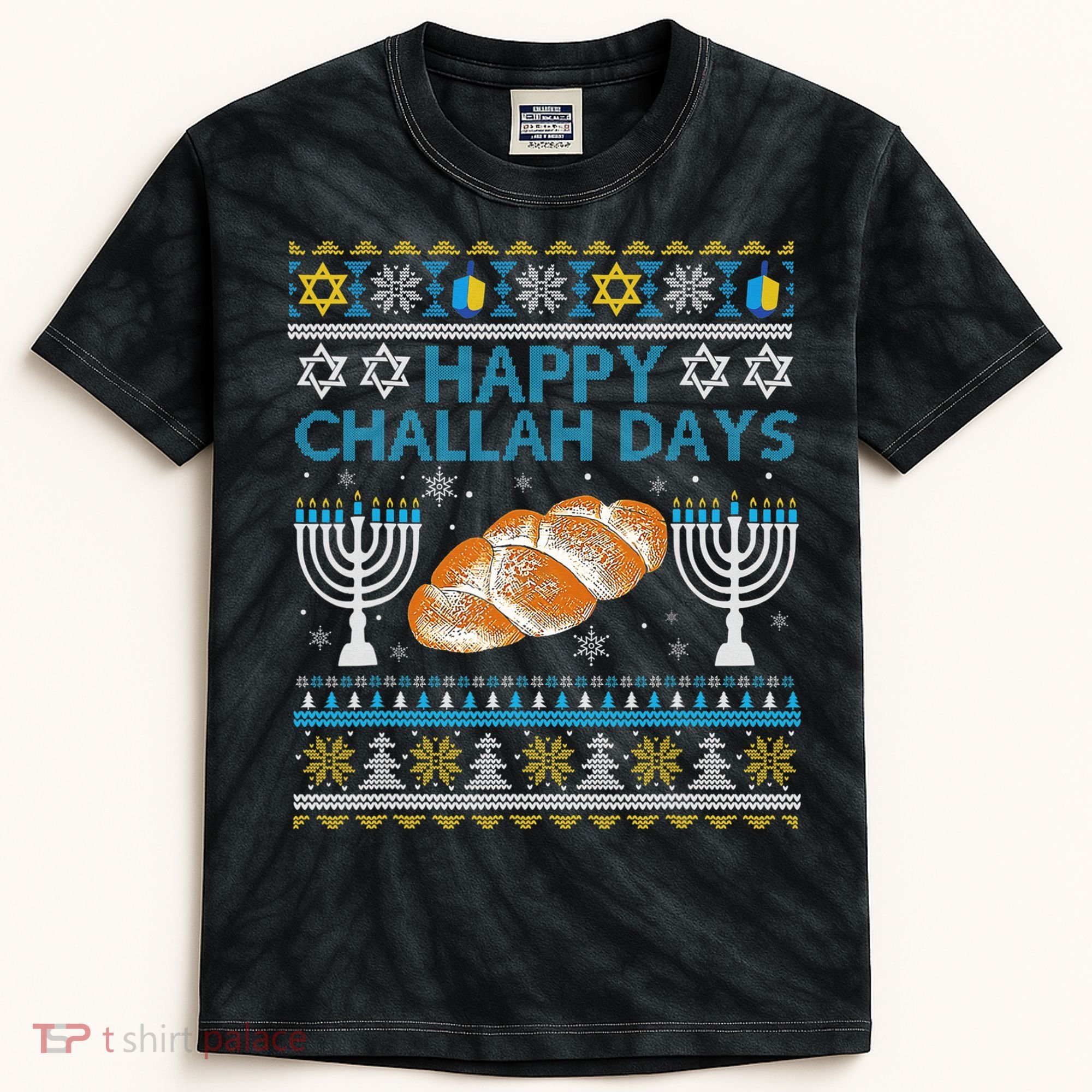  Jewish Bread Happy Challah Days Hanukkah Chanukah Kids Tie-Dye T-Shirt