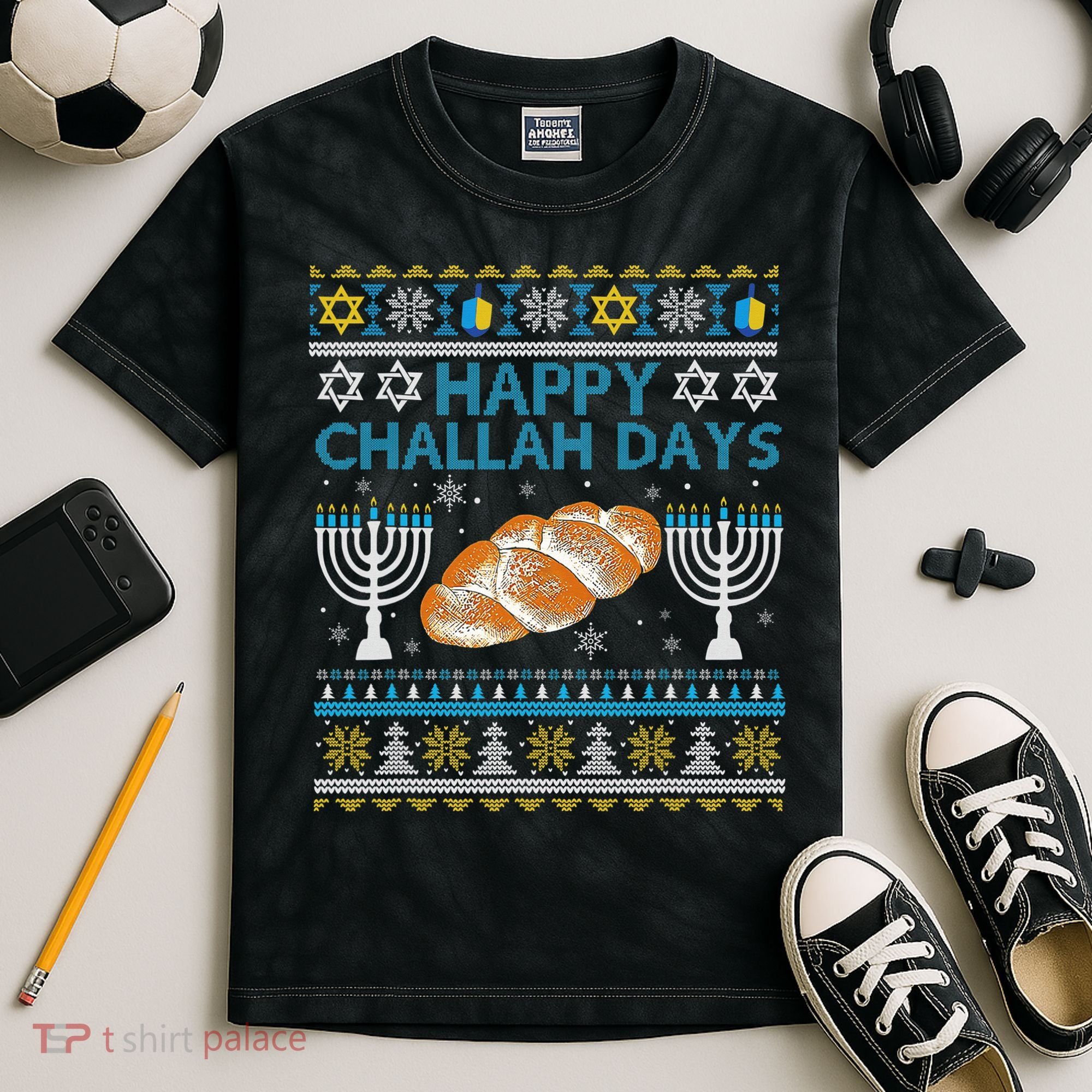  Jewish Bread Happy Challah Days Hanukkah Chanukah Kids Tie-Dye T-Shirt