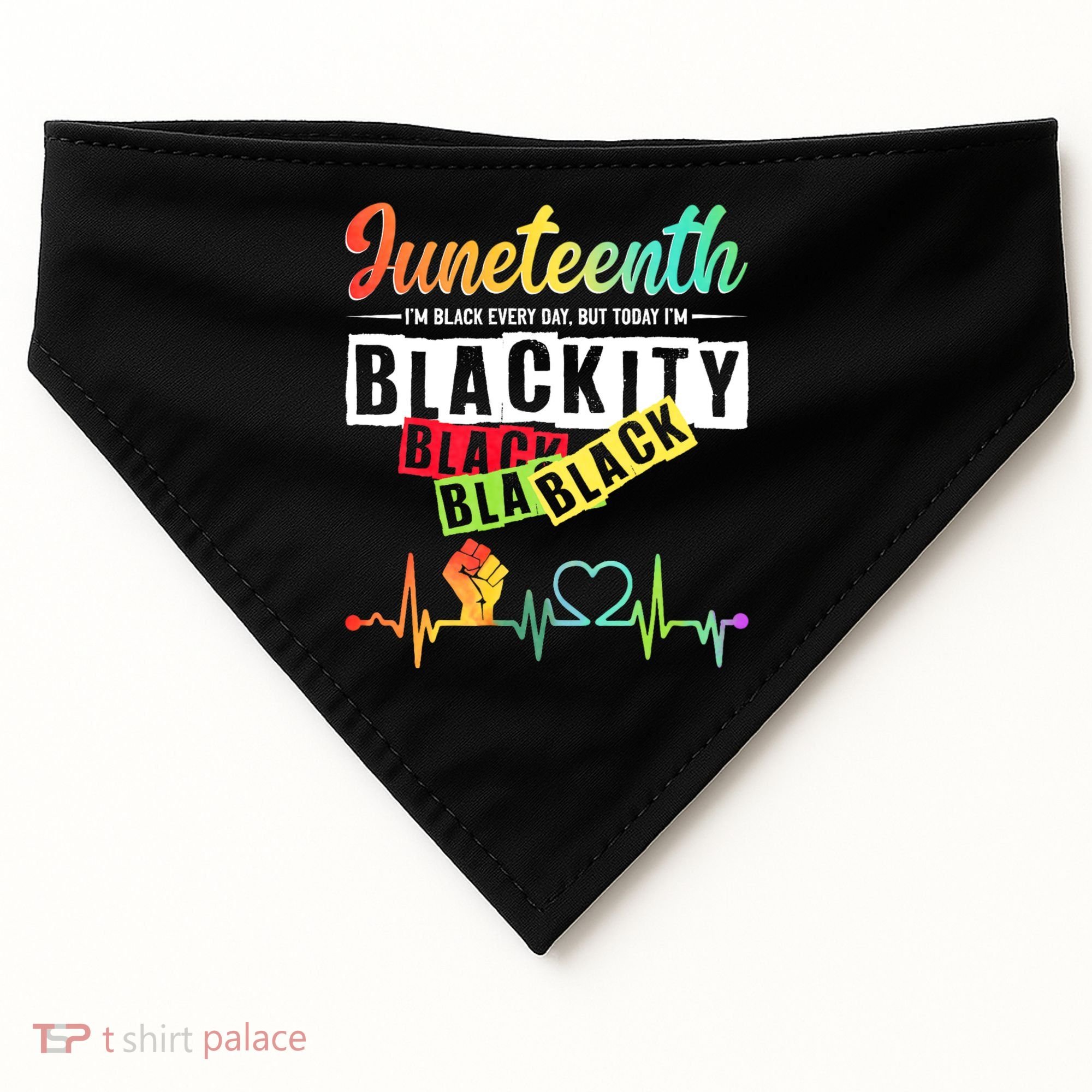 Juneteenth Blackity Heartbeat Black History African America USA-Made Doggie Bandana