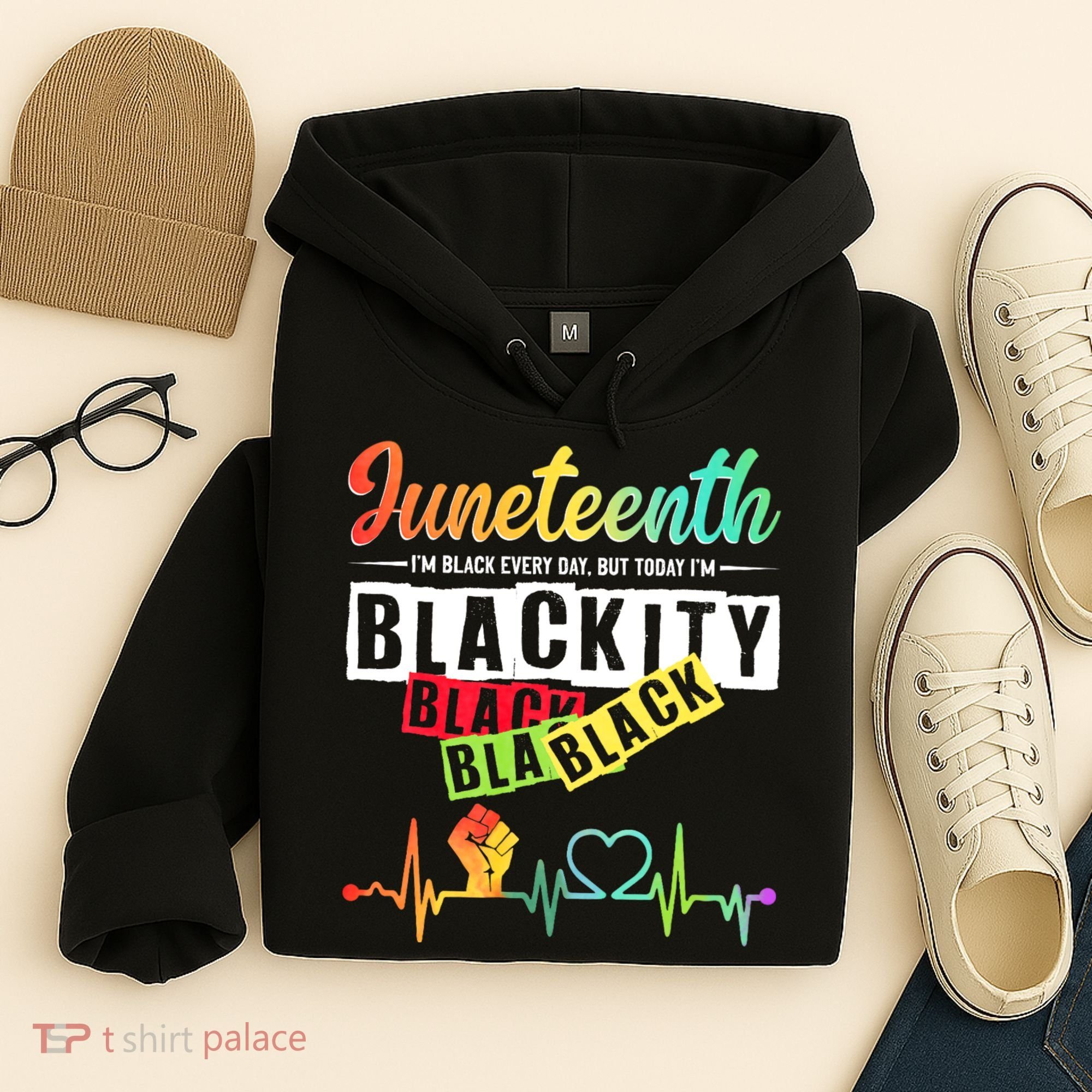 Juneteenth Blackity Heartbeat Black History African America Hoodie