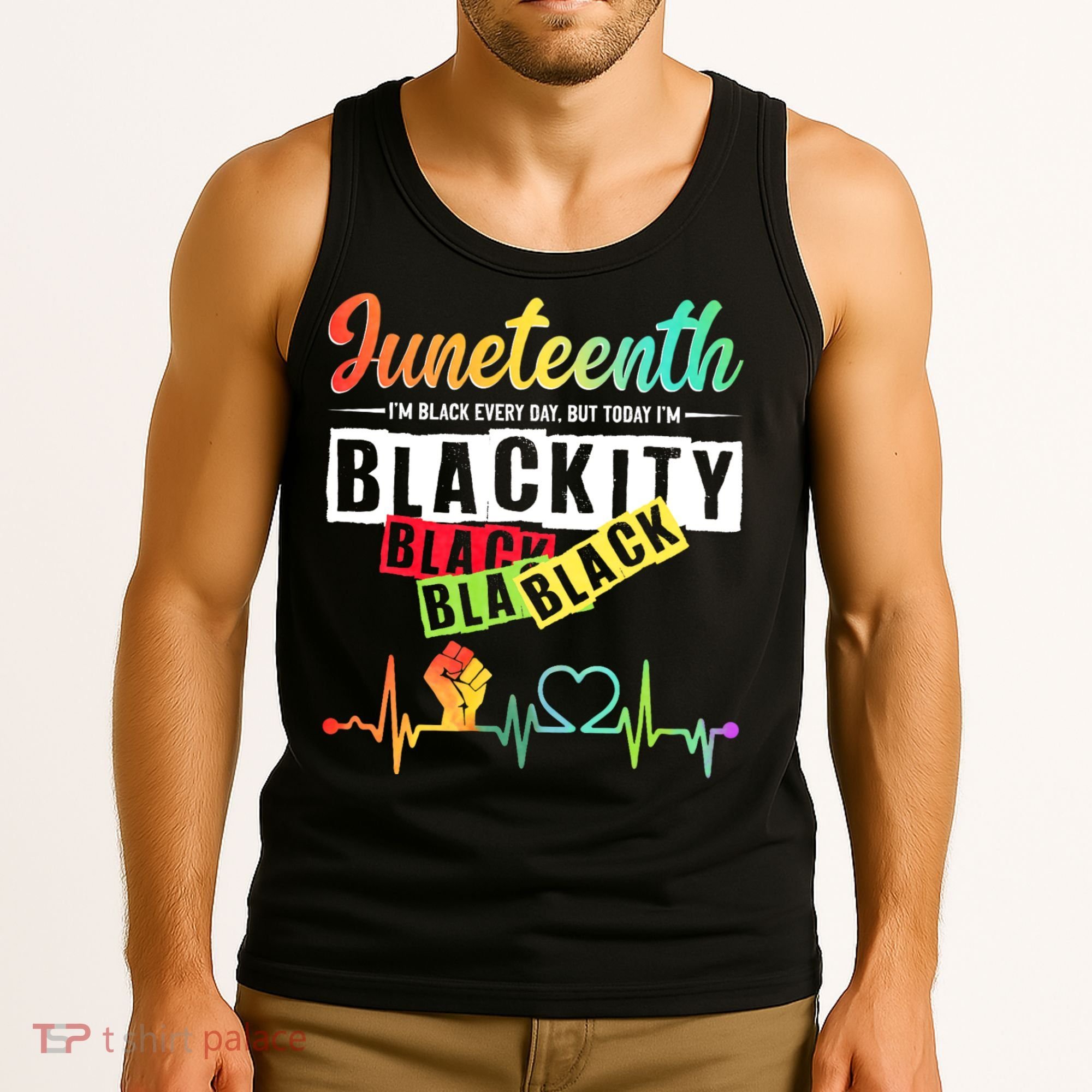 Juneteenth Blackity Heartbeat Black History African America Tank Top