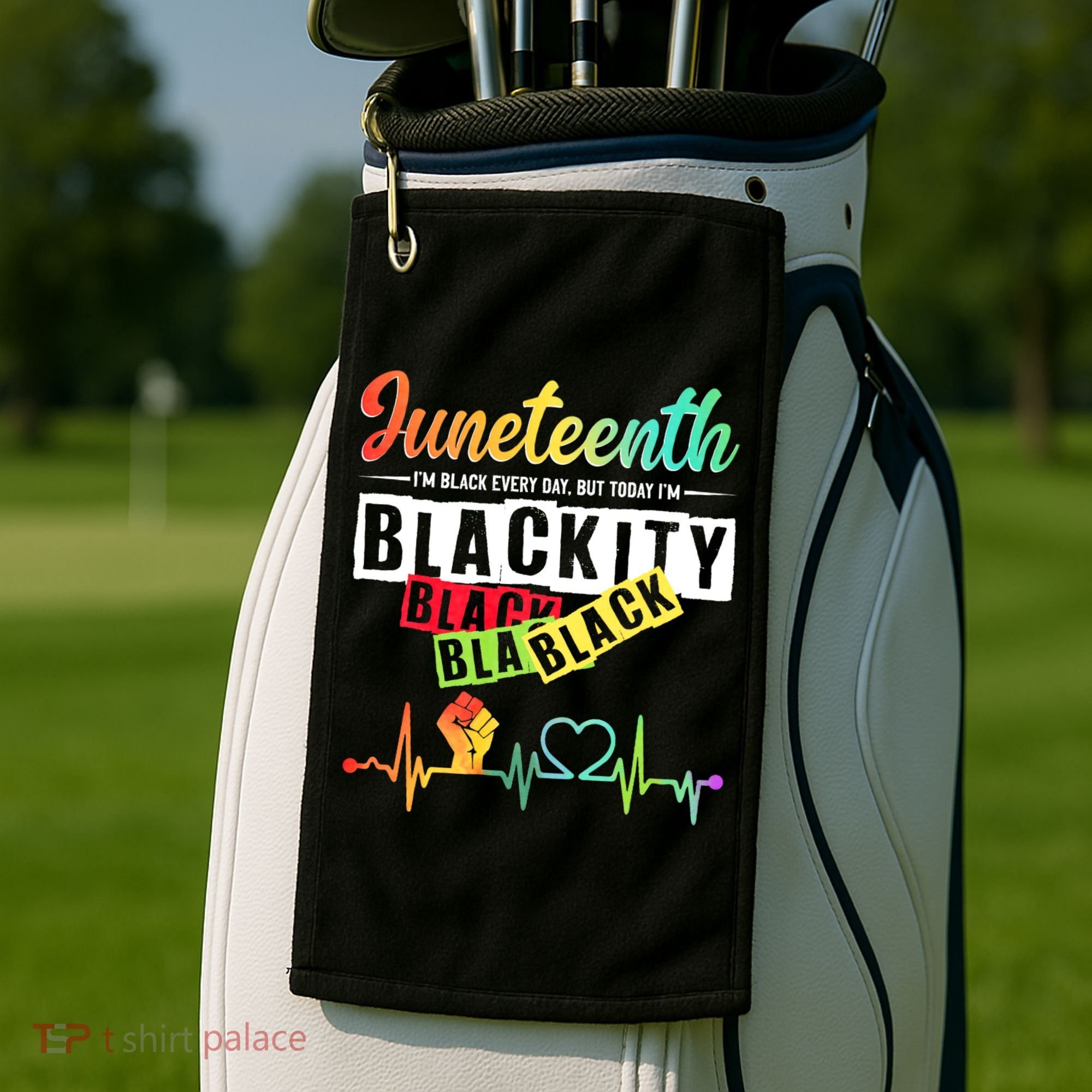 Juneteenth Blackity Heartbeat Black History African America Golf Towel
