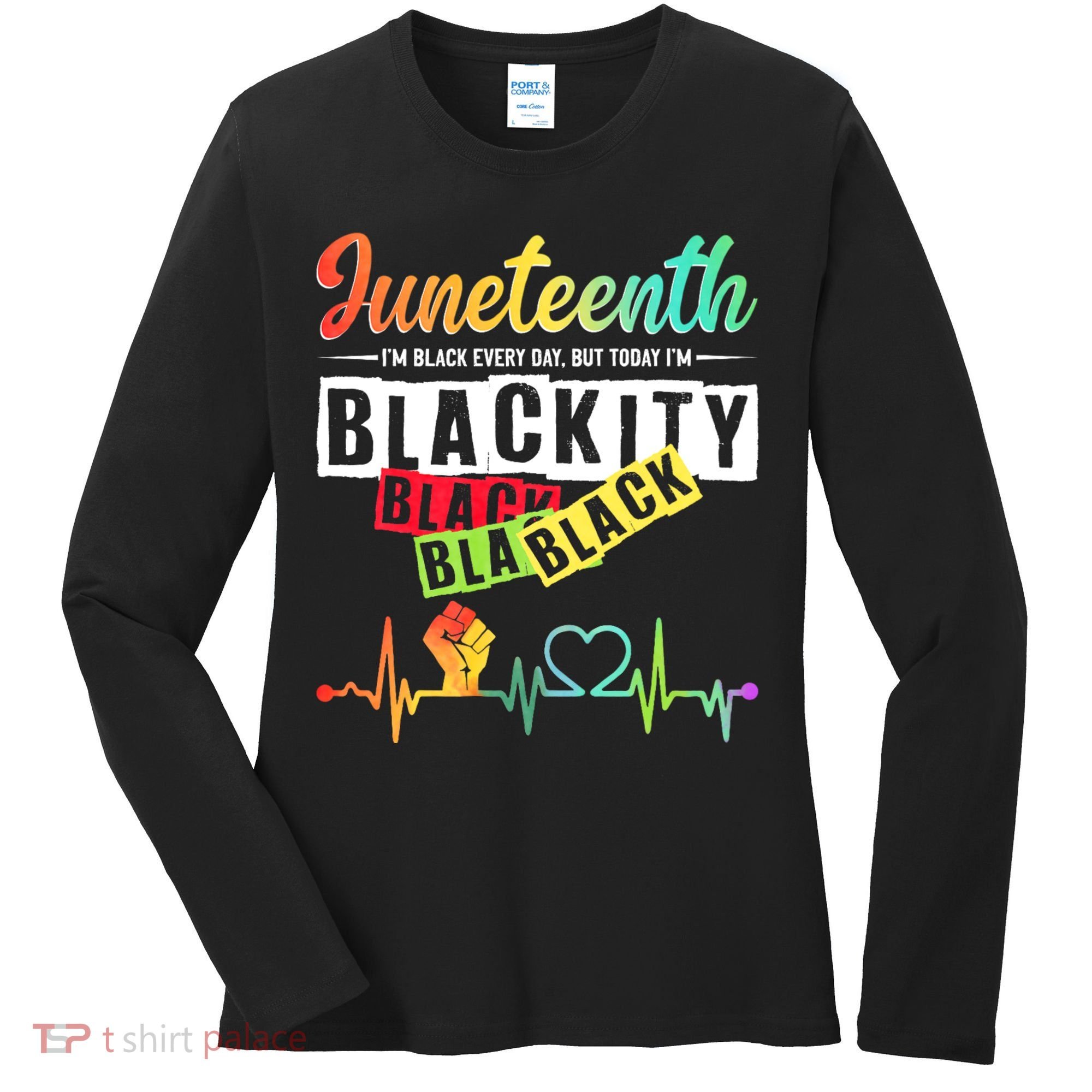 Juneteenth Blackity Heartbeat Black History African America Women's Long Sleeve Shirt