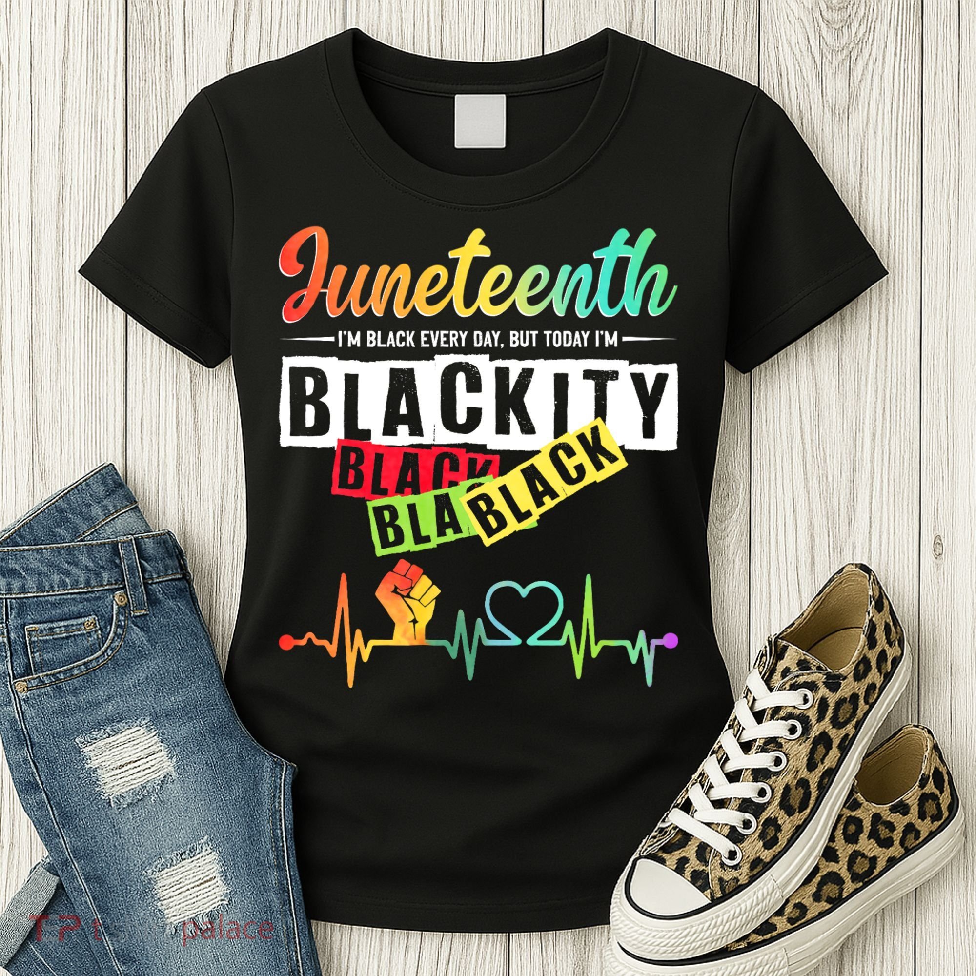 Juneteenth Blackity Heartbeat Black History African America Women's T-Shirt