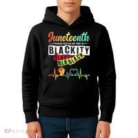 Juneteenth Blackity Heartbeat Black History African America Kids Hoodie thumb 4