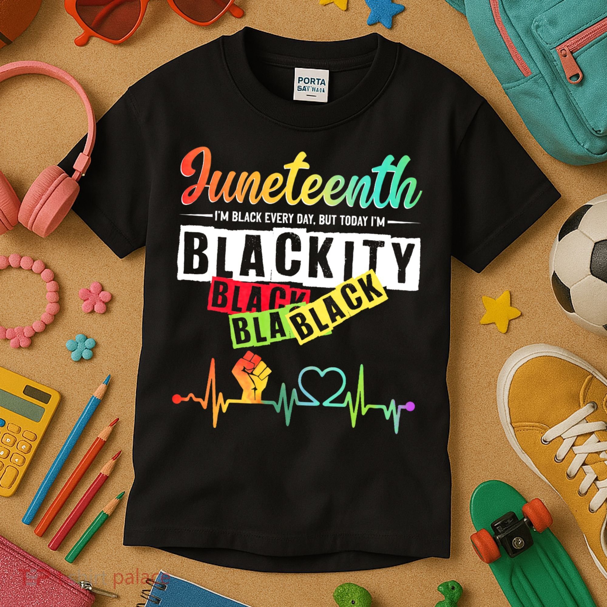 Juneteenth Blackity Heartbeat Black History African America Kids T-Shirt