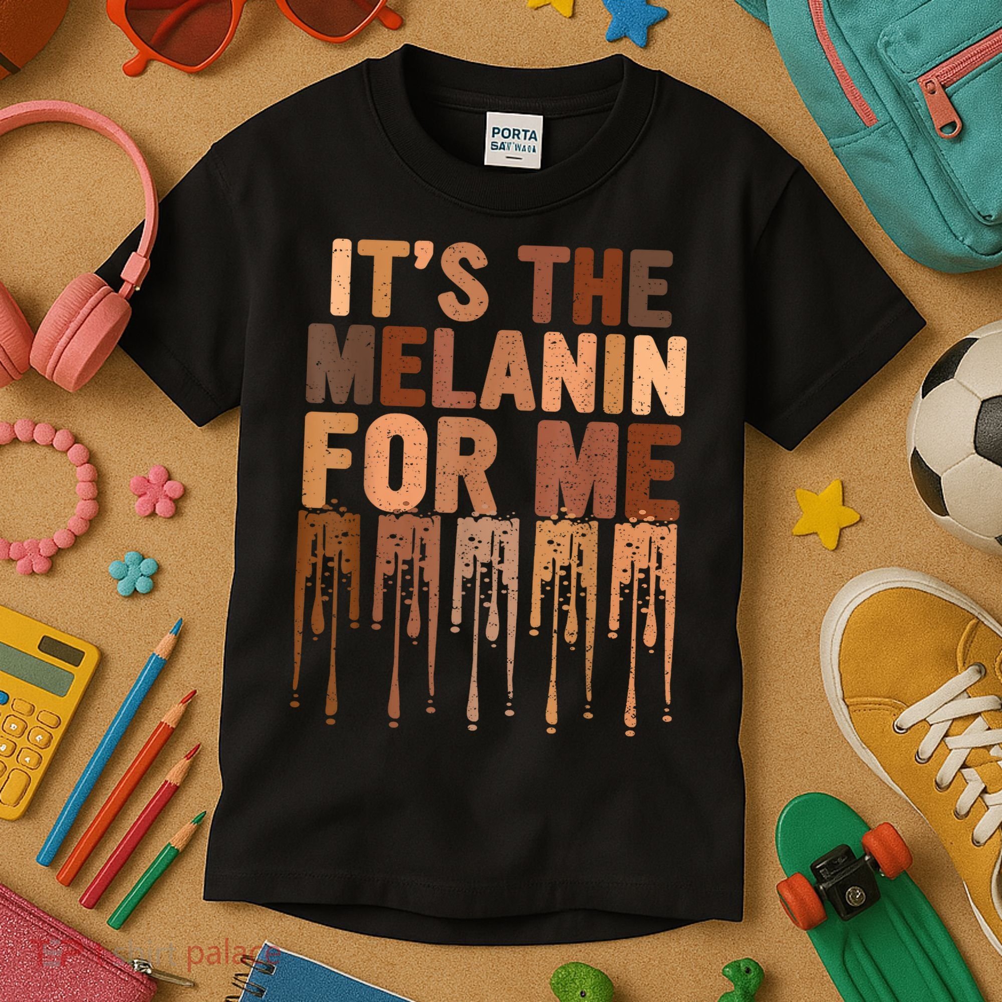 Juneteenth Black History Its The Melanin For Me Melanated Girl Kids T-Shirt