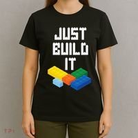 Just Build It Master Builder Building Blocks Toy Bricklayer T-Shirt thumb 4