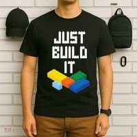 Just Build It Master Builder Building Blocks Toy Bricklayer T-Shirt thumb 6