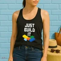 Just Build It Master Builder Building Blocks Toy Bricklayer Women's Tank Top thumb 2