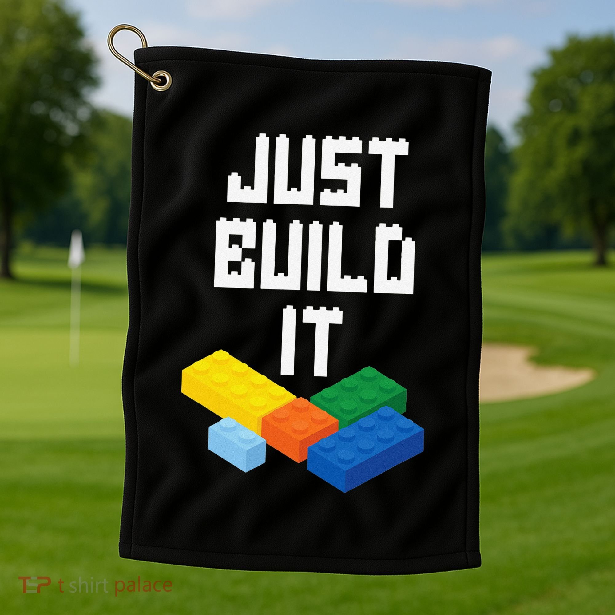 Just Build It Master Builder Building Blocks Toy Bricklayer Golf Towel