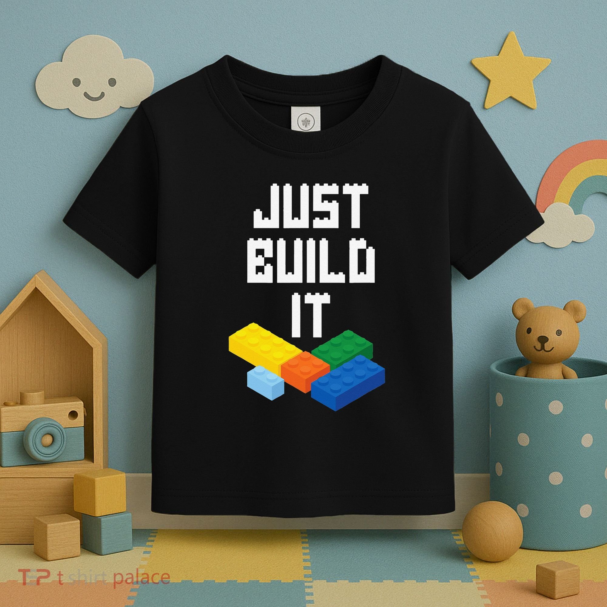Just Build It Master Builder Building Blocks Toy Bricklayer Toddler T-Shirt