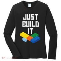 Just Build It Master Builder Building Blocks Toy Bricklayer Women's Long Sleeve Shirt thumb 0