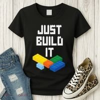 Just Build It Master Builder Building Blocks Toy Bricklayer Women's T-Shirt thumb 3