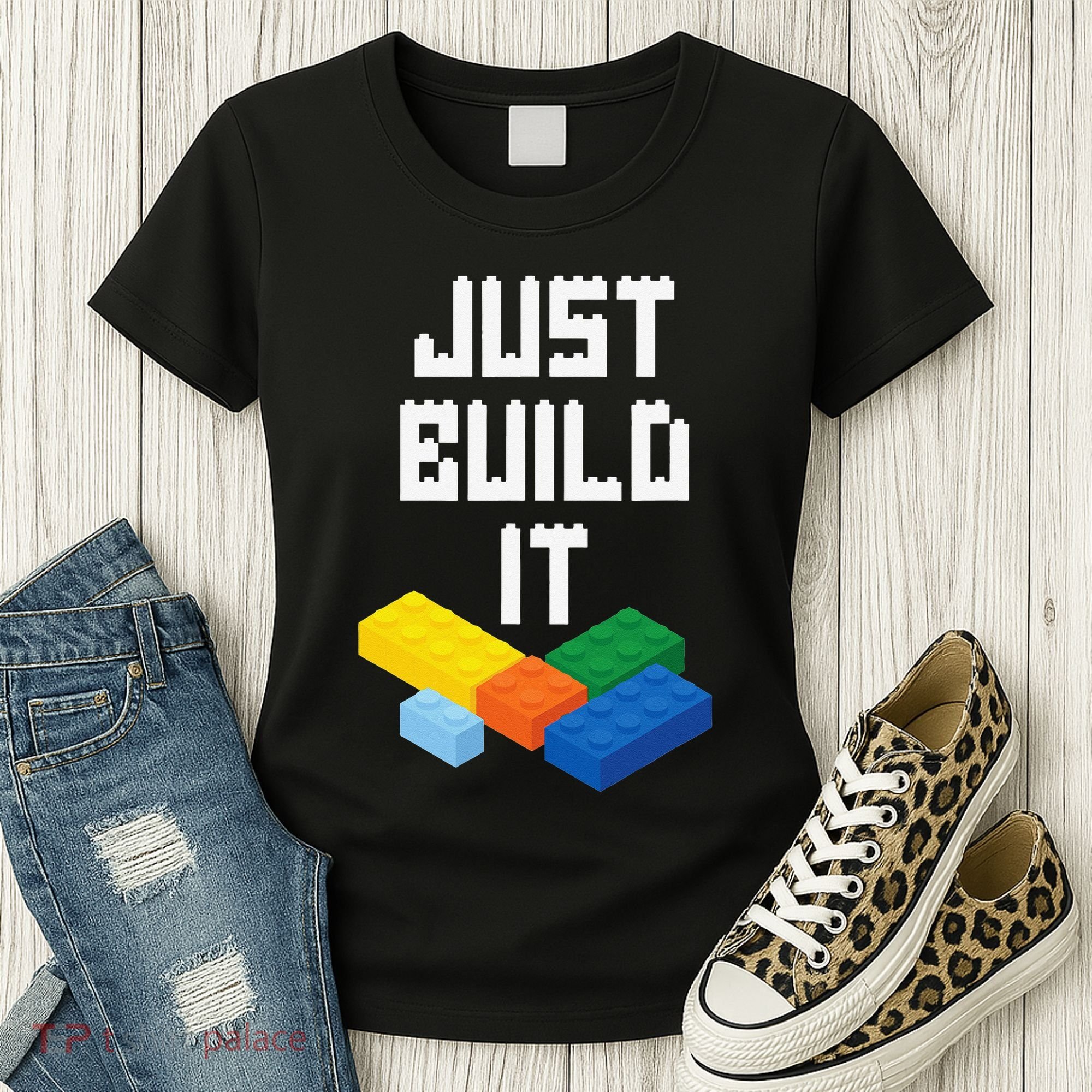 Just Build It Master Builder Building Blocks Toy Bricklayer Women's T-Shirt