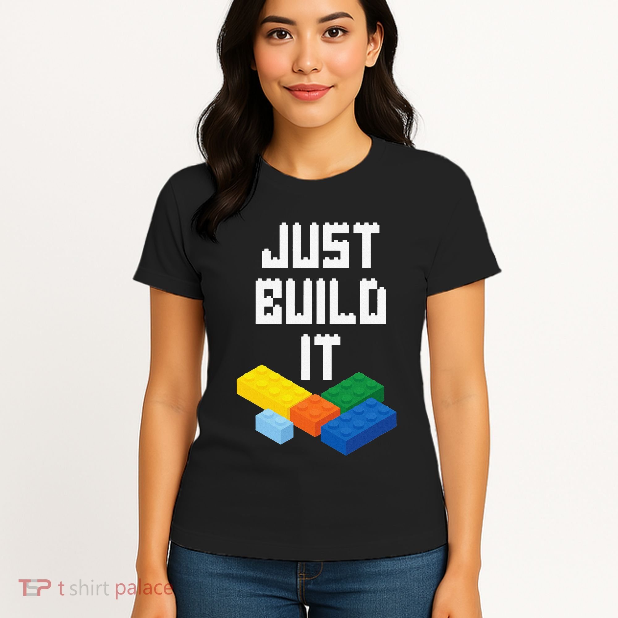 Just Build It Master Builder Building Blocks Toy Bricklayer Women's T-Shirt
