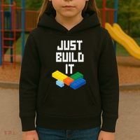 Just Build It Master Builder Building Blocks Toy Bricklayer Kids Hoodie thumb 3