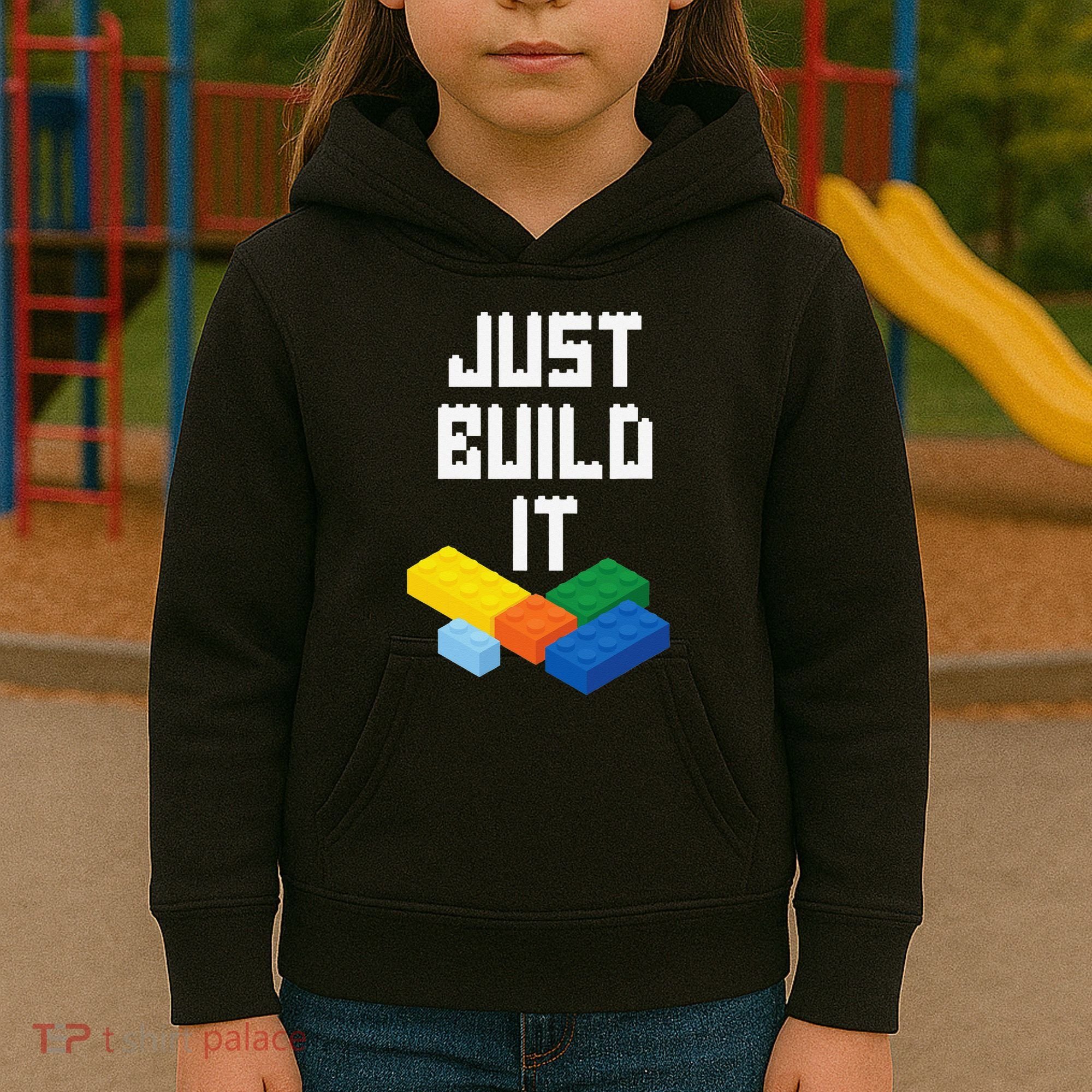 Just Build It Master Builder Building Blocks Toy Bricklayer Kids Hoodie