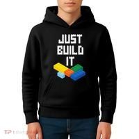 Just Build It Master Builder Building Blocks Toy Bricklayer Kids Hoodie thumb 4