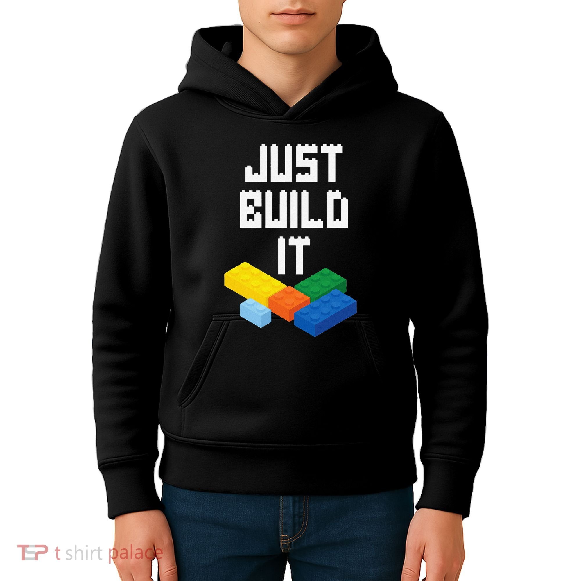 Just Build It Master Builder Building Blocks Toy Bricklayer Kids Hoodie