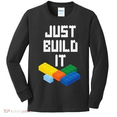 Just Build It Master Builder Building Blocks Toy Bricklayer Kids Long Sleeve Shirt