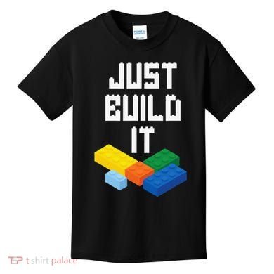 Just Build It Master Builder Building Blocks Toy Bricklayer Kids T-Shirt