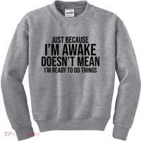 Just Because I'm Awake Doesn't Mean I'm Ready To Do Things Funny Kids Sweatshirt thumb 0