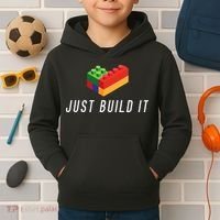Just Build It Building Toy Blocks Bricks Kids Hoodie thumb 2