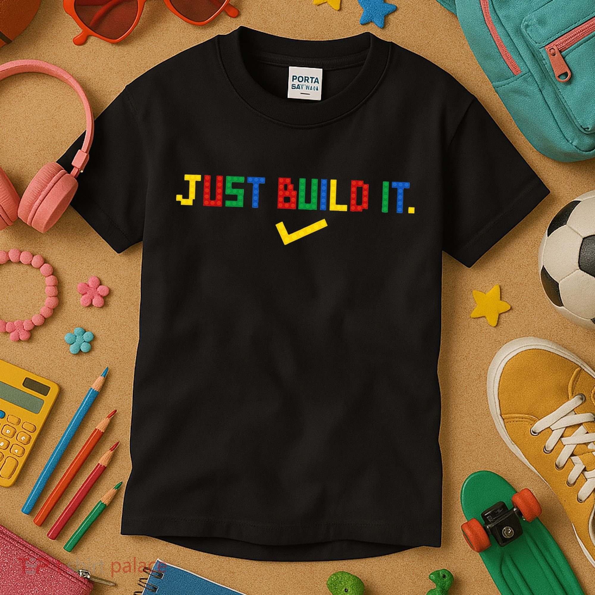 Just Build It Master Builder Building Block Kids T-Shirt