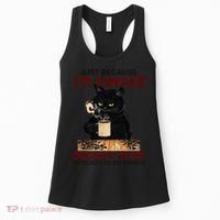 Just Because Im Awake Funny Coffee Cat Lover Women Women's Tank Top thumb 0